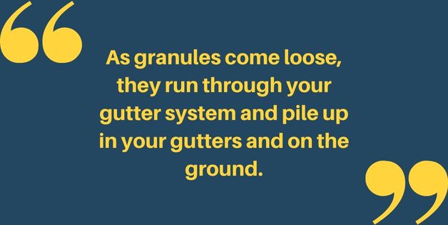 Granules in your gutters showing roof damage